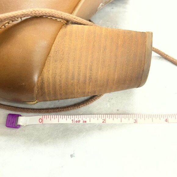 UGG Chestnut Analise Exposed Fur Leather Stacked Heel Ankle Boots Womens 7.5 - Picture 9 of 10